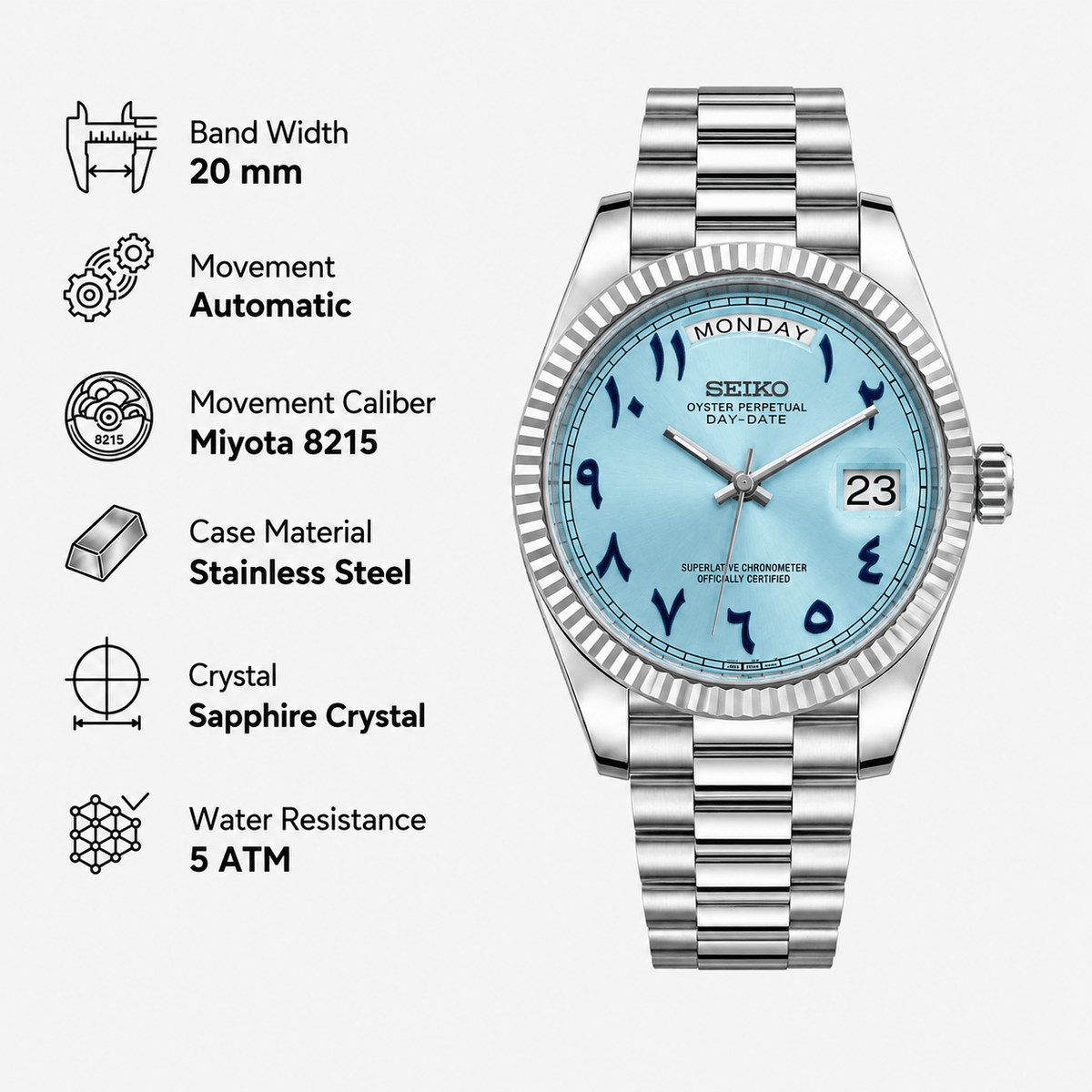 Seiko Mod Arabic Day-Date | TWT - TWTwatches
