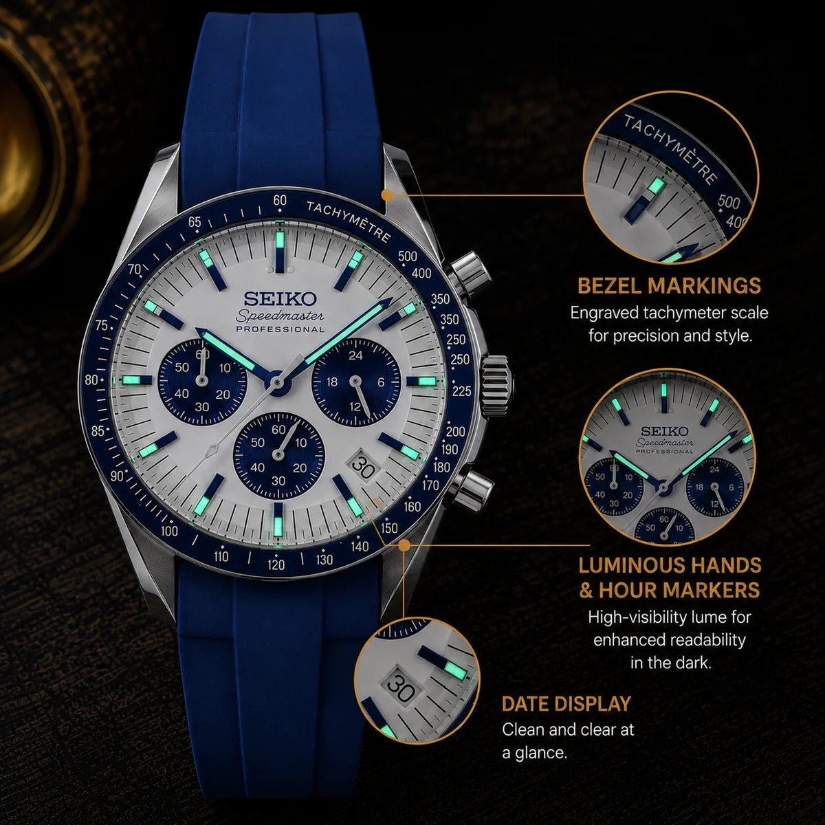 Seiko Mod Blue Racing Chronograph | TWT - TWTwatches